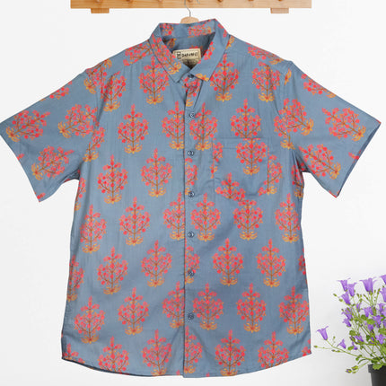 Men Print Half Sleeve Cotton Shirt For Men