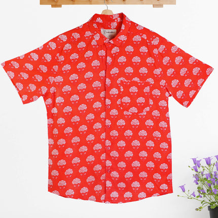 Men Print Half Sleeve Cotton Shirt For Men