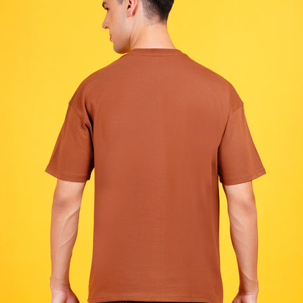 Brown Keep Life Simple Graphic Oversized T-Shirt