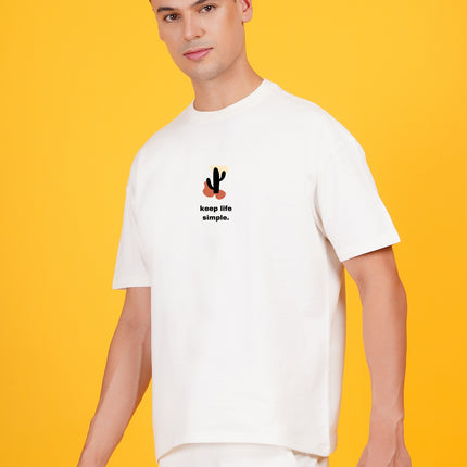 Off White Keep Life Simple Graphic Oversized T-Shirt