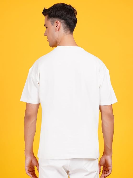 Solids: Off White Drop Shoulder T-Shirts