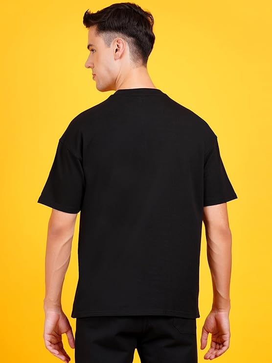 Solids: Black Drop Shoulder T-Shirts