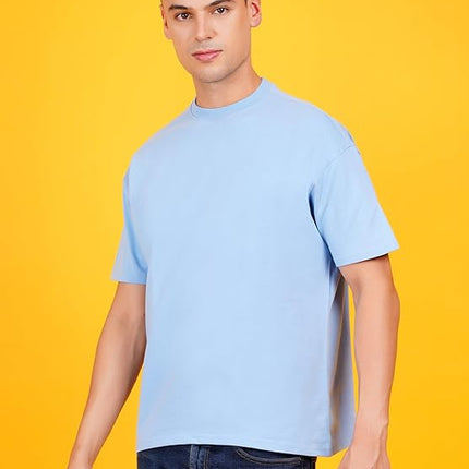 Solids: Blue Drop Shoulder T-Shirts