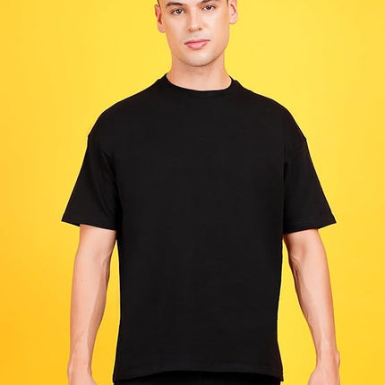 Solids: Black Drop Shoulder T-Shirts