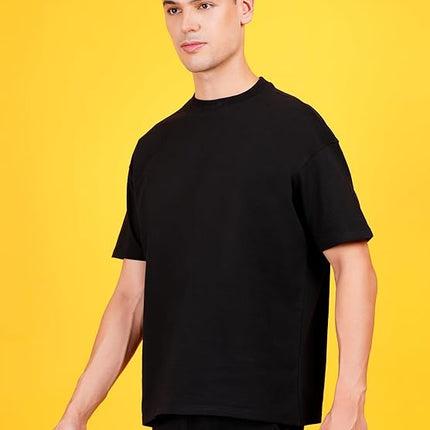 Solids: Black Drop Shoulder T-Shirts