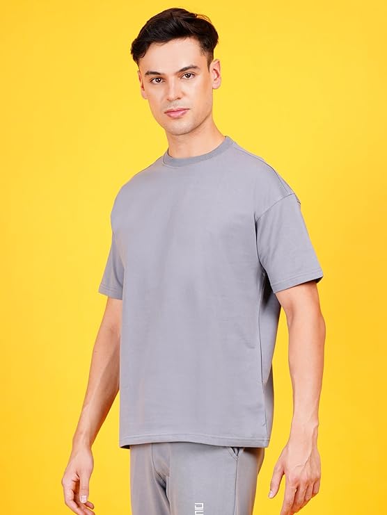 Solids: Grey Drop Shoulder T-Shirts