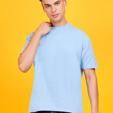 Solids: Blue Drop Shoulder T-Shirts