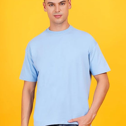 Solids: Blue Drop Shoulder T-Shirts