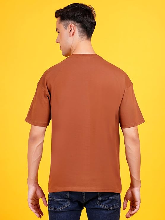 Solids: Brown Drop Shoulder T-Shirts