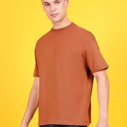 Solids: Brown Drop Shoulder T-Shirts