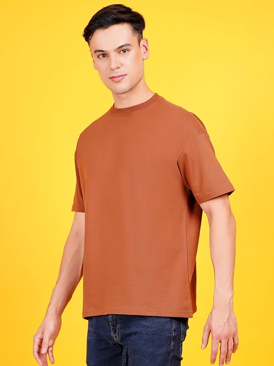 Solids: Brown Drop Shoulder T-Shirts