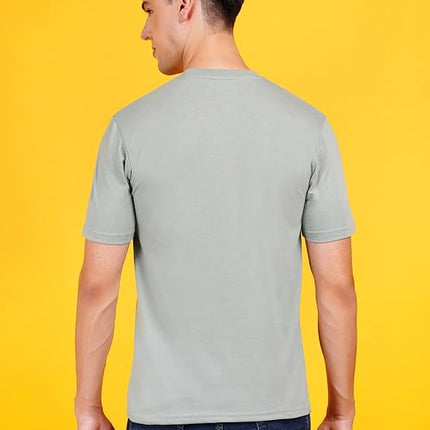 Men Solid Crew Neck Cotton Blend Solid Sage Green T-Shirt