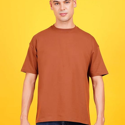 Solids: Brown Drop Shoulder T-Shirts