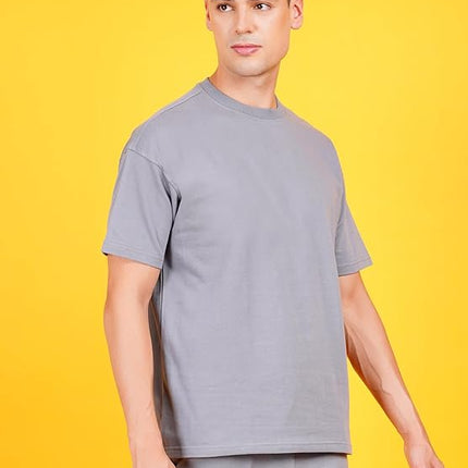 Solids: Grey Drop Shoulder T-Shirts