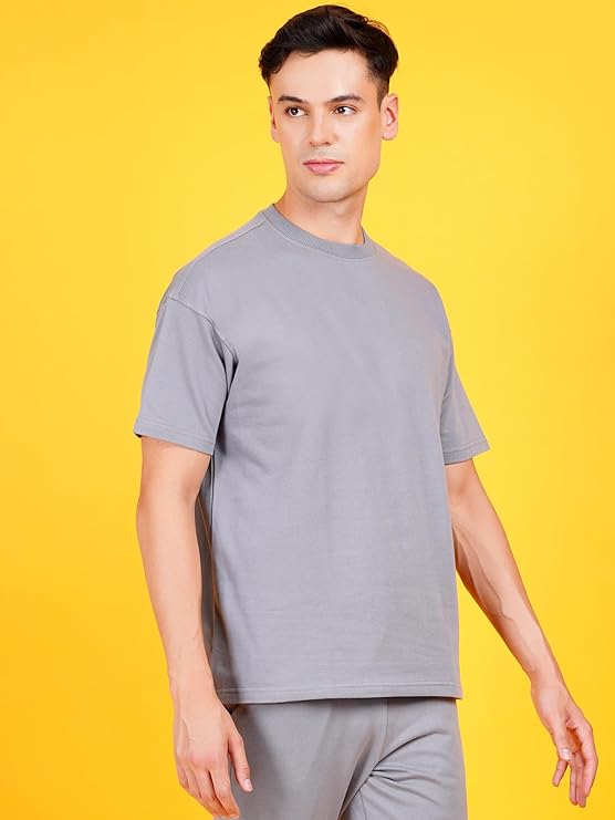 Solids: Grey Drop Shoulder T-Shirts