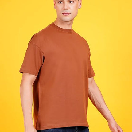 Solids: Brown Drop Shoulder T-Shirts