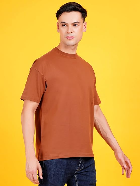 Solids: Brown Drop Shoulder T-Shirts