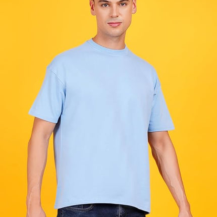 Solids: Blue Drop Shoulder T-Shirts