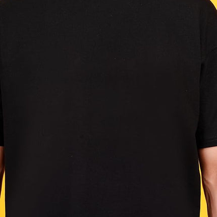 Solids: Black Drop Shoulder T-Shirts