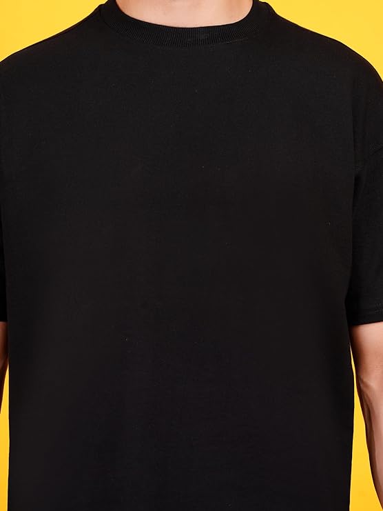 Solids: Black Drop Shoulder T-Shirts