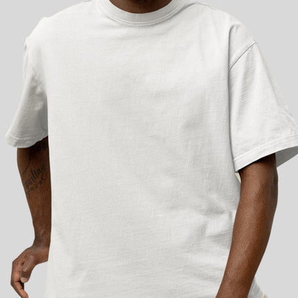 Men Printed Round Neck Drop Shoulder (Oversized) Cotton White T-Shirt