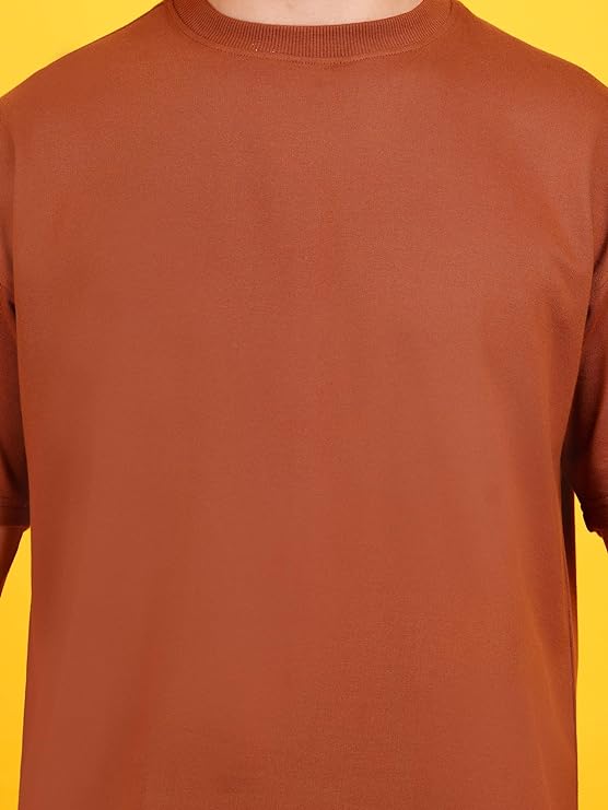 Solids: Brown Drop Shoulder T-Shirts