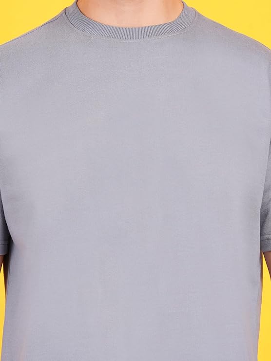 Solids: Grey Drop Shoulder T-Shirts