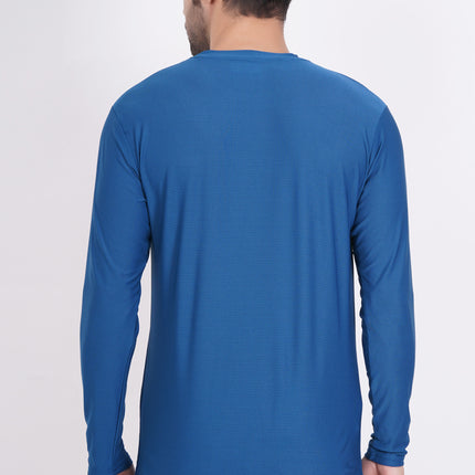 Men Solid Round Neck Polyester Full Sleeve Airforce T-Shirt