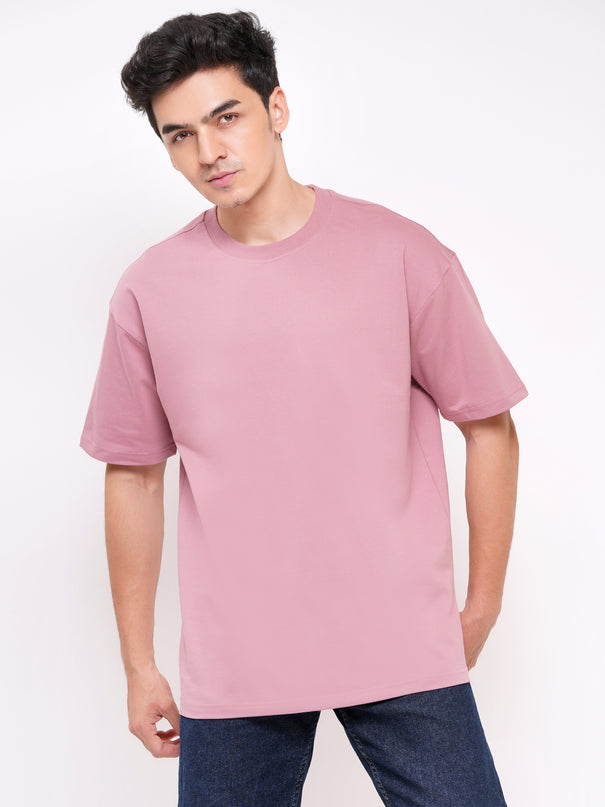 SOLIDS: HEAVY GSM ONION PINK DROP SHOULDER T-SHIRTS