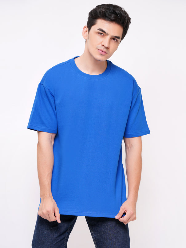 Solids: Heavy GSM Royal Blue Drop Shoulder T-Shirts