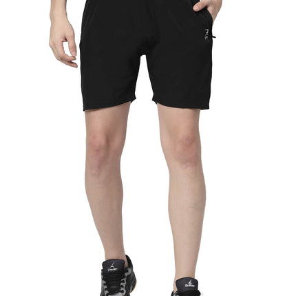 Solid Men Black Sports Shorts