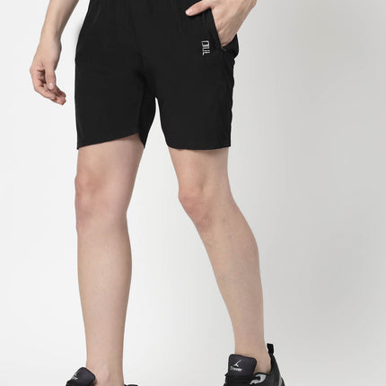 Solid Men Black Sports Shorts