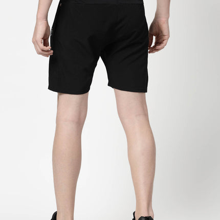 Solid Men Black Sports Shorts