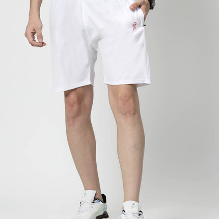 Solid Men White Sports Shorts