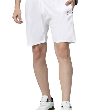 Solid Men White Sports Shorts