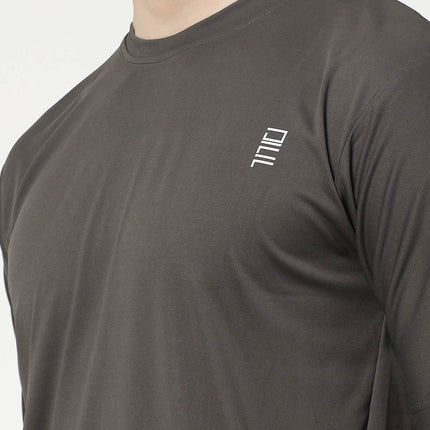 Men Solid Round Neck Half Sleeve Polyester Grey T-Shirt