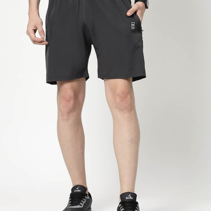 Solid Men Grey Sports Shorts