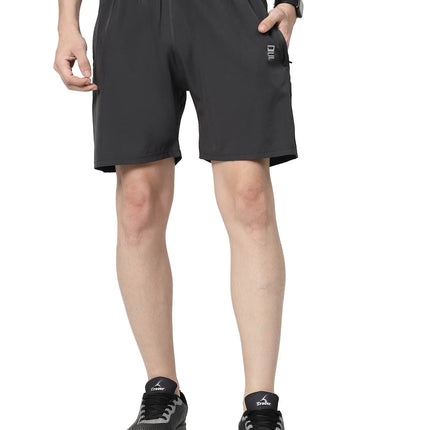 Solid Men Grey Sports Shorts