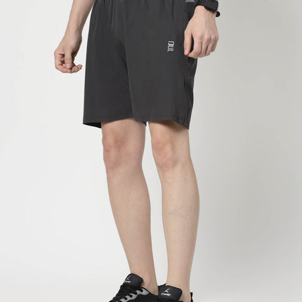 Solid Men Grey Sports Shorts