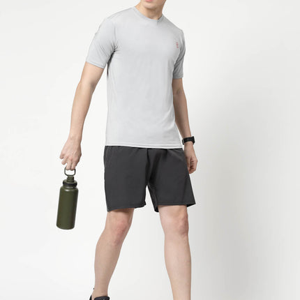 Solid Men Grey Sports Shorts