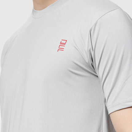 Men Solid Round Neck Half Sleeve Polyester Light Grey T-Shirt