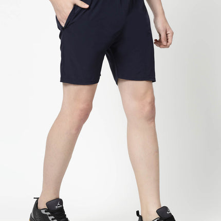 Solid Men Navy Blue Sports Shorts