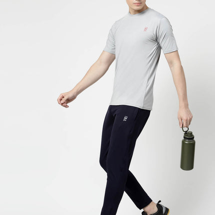 Men Solid Navy Blue Activewear Track Pants