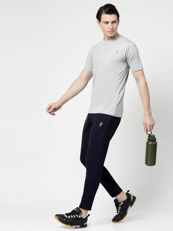 Men Solid Navy Blue Activewear Track Pants