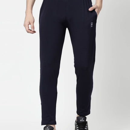 Men Solid Navy Blue Activewear Track Pants