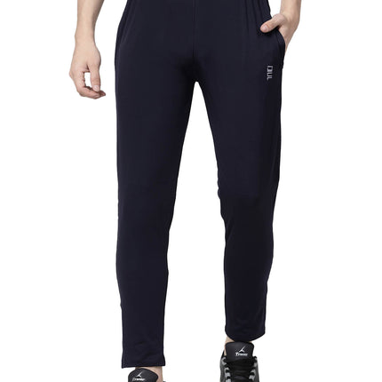 Men Solid Navy Blue Activewear Track Pants