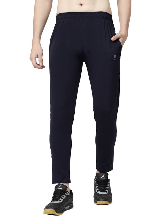 Men Solid Navy Blue Activewear Track Pants