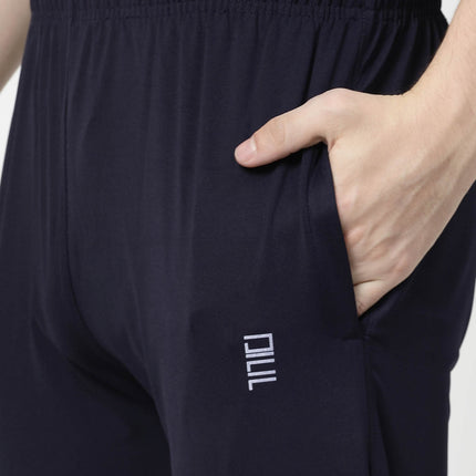 Men Solid Navy Blue Activewear Track Pants