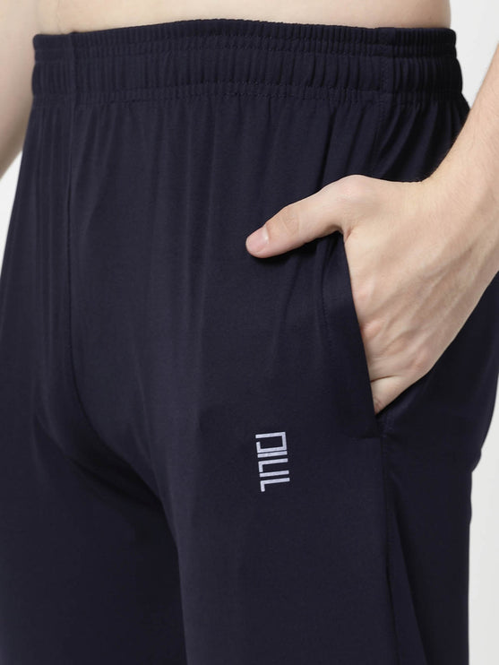 Men Solid Navy Blue Activewear Track Pants