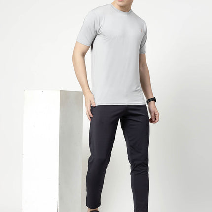 Men Solid Grey Activewear Track Pants